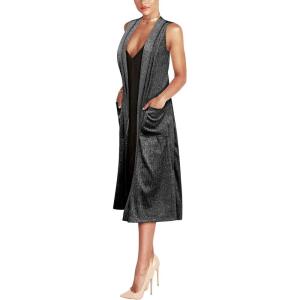 imageHybrid ampamp Company Womens Casual Sleeveless Open Front Drape CardiganBlack