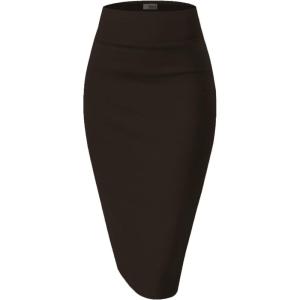 imageHybrid ampamp Company Womens Premium Nylon Ponte Stretch High Waist Pencil Suit Skirt Below Knee1073tbrown