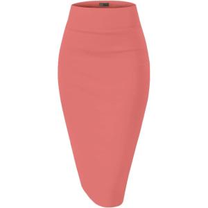 imageHybrid ampamp Company Womens Premium Nylon Ponte Stretch High Waist Pencil Suit Skirt Below Knee1073tcoral