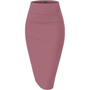 imageHybrid ampamp Company Womens Premium Nylon Ponte Stretch High Waist Pencil Suit Skirt Below Knee1073tdark Rose