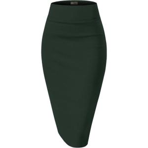 imageHybrid ampamp Company Womens Premium Nylon Ponte Stretch High Waist Pencil Suit Skirt Below Knee1073thuntergreen