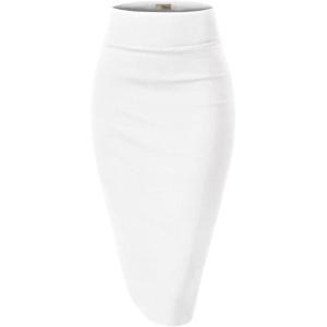 imageHybrid ampamp Company Womens Premium Nylon Ponte Stretch High Waist Pencil Suit Skirt Below Knee1073twhite