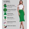 imageHybrid ampamp Company Womens Premium Nylon Ponte Stretch Office Fishtail Pencil Skirt High Waist Made in The USA Below KneeKsk450101073tkelly Gree
