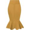 imageHybrid ampamp Company Womens Premium Nylon Ponte Stretch Office Fishtail Pencil Skirt High Waist Made in The USA Below KneeMustardksk450101073t