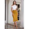 imageHybrid ampamp Company Womens Premium Nylon Ponte Stretch Office Fishtail Pencil Skirt High Waist Made in The USA Below KneeMustardksk450101073t