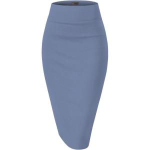 imageHybrid ampamp Company Womens Premium Nylon Ponte Stretch High Waist Pencil Suit Skirt Below Knee1073tblueperiwi