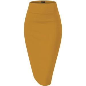 imageHybrid ampamp Company Womens Premium Nylon Ponte Stretch High Waist Pencil Suit Skirt Below Knee1073tmustard