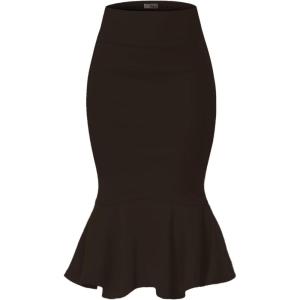 imageHybrid ampamp Company Womens Premium Nylon Ponte Stretch Office Fishtail Pencil Skirt High Waist Made in The USA Below KneeBrownksk450101073t