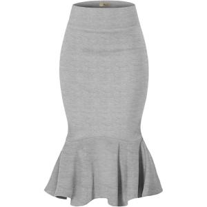 imageHybrid ampamp Company Womens Premium Nylon Ponte Stretch Office Fishtail Pencil Skirt High Waist Made in The USA Below KneeHeathergreyksk450101073t