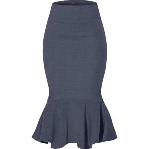 imageHybrid ampamp Company Womens Premium Nylon Ponte Stretch Office Fishtail Pencil Skirt High Waist Made in The USA Below KneeHeathernavyksk450101073t