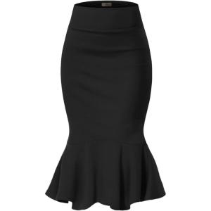 imageHybrid ampamp Company Womens Premium Nylon Ponte Stretch Office Fishtail Pencil Skirt High Waist Made in The USA Below KneeKsk450101073tblack