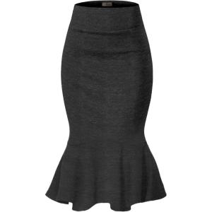 imageHybrid ampamp Company Womens Premium Nylon Ponte Stretch Office Fishtail Pencil Skirt High Waist Made in The USA Below KneeKsk450101073tcharcoal