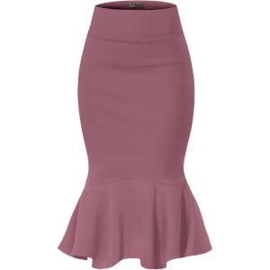 imageHybrid ampamp Company Womens Premium Nylon Ponte Stretch Office Fishtail Pencil Skirt High Waist Made in The USA Below KneeKsk450101073tdarkrose