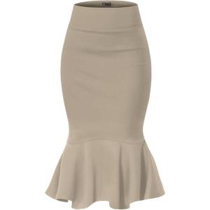 imageHybrid ampamp Company Womens Premium Nylon Ponte Stretch Office Fishtail Pencil Skirt High Waist Made in The USA Below KneeKsk450101073tkhaki