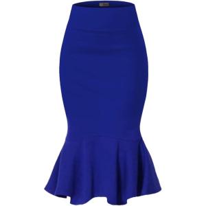 imageHybrid ampamp Company Womens Premium Nylon Ponte Stretch Office Fishtail Pencil Skirt High Waist Made in The USA Below KneeKsk450101073troyal