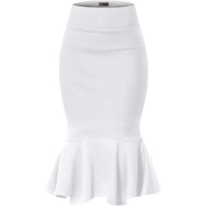 imageHybrid ampamp Company Womens Premium Nylon Ponte Stretch Office Fishtail Pencil Skirt High Waist Made in The USA Below KneeKsk450101073twhite