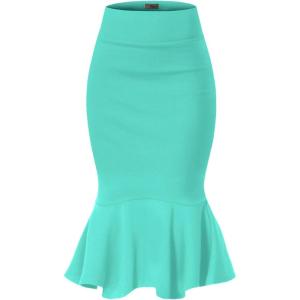 imageHybrid ampamp Company Womens Premium Nylon Ponte Stretch Office Fishtail Pencil Skirt High Waist Made in The USA Below KneeMintksk450101073t