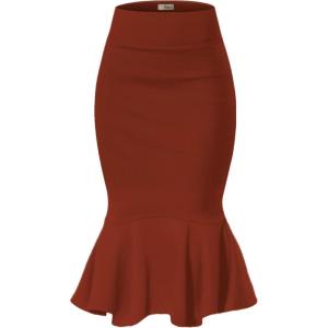 imageHybrid ampamp Company Womens Premium Nylon Ponte Stretch Office Fishtail Pencil Skirt High Waist Made in The USA Below KneeRustksk450101073t