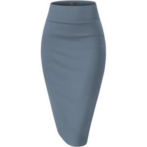 imageHybrid ampamp Company Women Elastic High Waist Bodycon Work Business Pencil Skirt1139blue Rivie