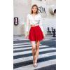 imageHybrid ampamp Company Women Basic Versatile Skirts Stretchy Flared Mini Skater SkirtRed