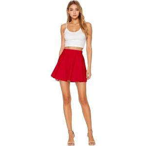 imageHybrid ampamp Company Women Basic Versatile Skirts Stretchy Flared Mini Skater SkirtRed