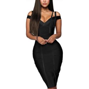 imageHybrid ampamp Company Womens Elegance V Neck Stretch Chic Bandage DressDrbd132black