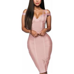 imageHybrid ampamp Company Womens Elegance V Neck Stretch Chic Bandage DressDrbd132blush