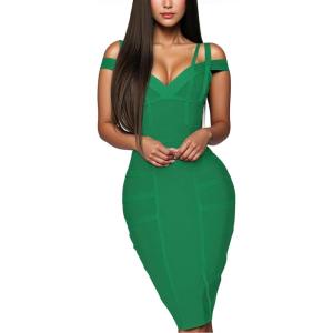 imageHybrid ampamp Company Womens Elegance V Neck Stretch Chic Bandage DressDrbd132emerald