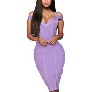 imageHybrid ampamp Company Womens Elegance V Neck Stretch Chic Bandage DressDrbd132lilac