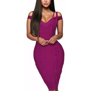 imageHybrid ampamp Company Womens Elegance V Neck Stretch Chic Bandage DressDrbd132magenta