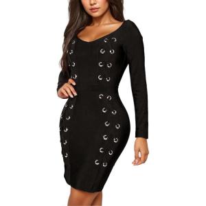 imageHybrid ampamp Company Womens Elegance V Neck Stretch Chic Bandage DressDrbd197black