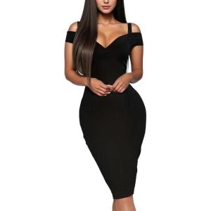 imageHybrid ampamp Company Womens Elegance V Neck Stretch Chic Bandage DressDrbdy420black