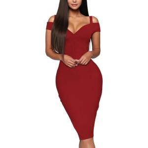 imageHybrid ampamp Company Womens Elegance V Neck Stretch Chic Bandage DressDrbdy420red