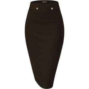 imageHybrid ampamp Company Womens Pencil Skirt Premium Nylon Ponte Stretch Office Made in The USA Below KneeBrown