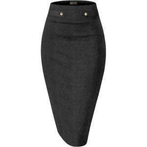 imageHybrid ampamp Company Womens Pencil Skirt Premium Nylon Ponte Stretch Office Made in The USA Below KneeCharcoal