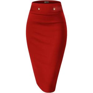 imageHybrid ampamp Company Womens Pencil Skirt Premium Nylon Ponte Stretch Office Made in The USA Below KneeKsk45006red