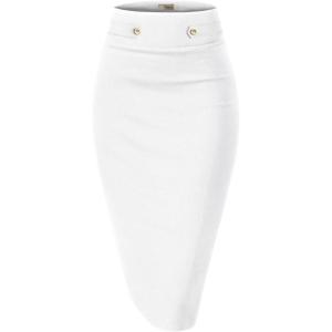 imageHybrid ampamp Company Womens Pencil Skirt Premium Nylon Ponte Stretch Office Made in The USA Below KneeKsk45006white