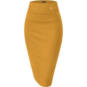 imageHybrid ampamp Company Womens Pencil Skirt Premium Nylon Ponte Stretch Office Made in The USA Below KneeMustard