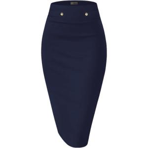 imageHybrid ampamp Company Womens Pencil Skirt Premium Nylon Ponte Stretch Office Made in The USA Below KneeNavy