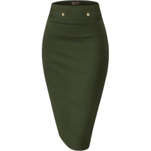 imageHybrid ampamp Company Womens Pencil Skirt Premium Nylon Ponte Stretch Office Made in The USA Below KneeOlive