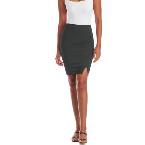 imageHybrid ampamp Company Womens Pencil Skirt Premium Ponte Basic Solid Stretch Above Knee Side SlitKsk450121073tgunmetal