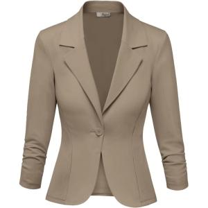 imageHybrid ampamp Company Women Super Comfy Ponte Office BlazerPremium Pontytaupe