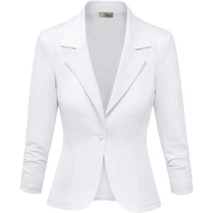 imageHybrid ampamp Company Women Super Comfy Ponte Office BlazerPremium Pontywhite