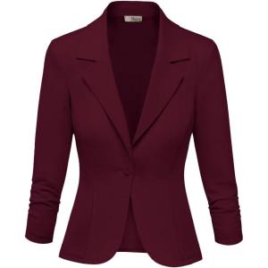 imageHybrid ampamp Company Women Super Comfy Ponte Office BlazerPremium Pontywine