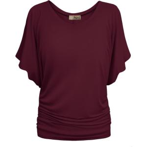 imageHybrid ampamp Company Womens Super Comfy Boat Neck Dolman Top ShirtWine