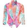 imageHybrid ampamp Company Womens Casual Work Office Blazer Jacket Open Front Shawl with 34 Scrunch Sleeves7701coralmulti
