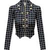 imageHybrid ampamp Company Womens Fashion Military Crop Premium Ultra Stretch GoldSliver Zip Up Dressy Blazer Jacket11083blackwhite