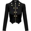 imageHybrid ampamp Company Womens Fashion Military Crop Premium Ultra Stretch GoldSliver Zip Up Dressy Blazer JacketBlack