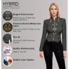 imageHybrid ampamp Company Womens Fashion Military Crop Premium Ultra Stretch GoldSliver Zip Up Dressy Blazer JacketCharcoal