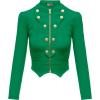 imageHybrid ampamp Company Womens Fashion Military Crop Premium Ultra Stretch GoldSliver Zip Up Dressy Blazer JacketKelly Gree